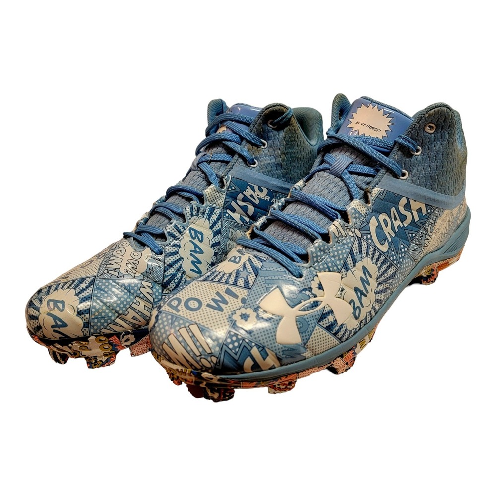 Under Armour Father's Day Baseball Cleats Men's 14 Comic Book Blue 3022225-401